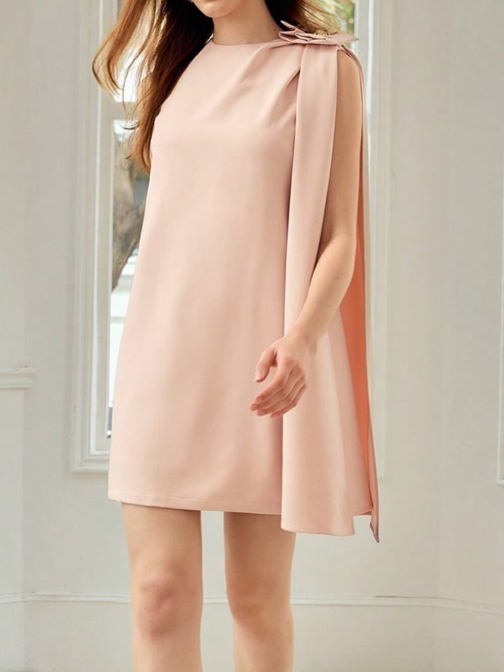 Baby Pink Elegant Women's Short Dress - Picture 5 of 7